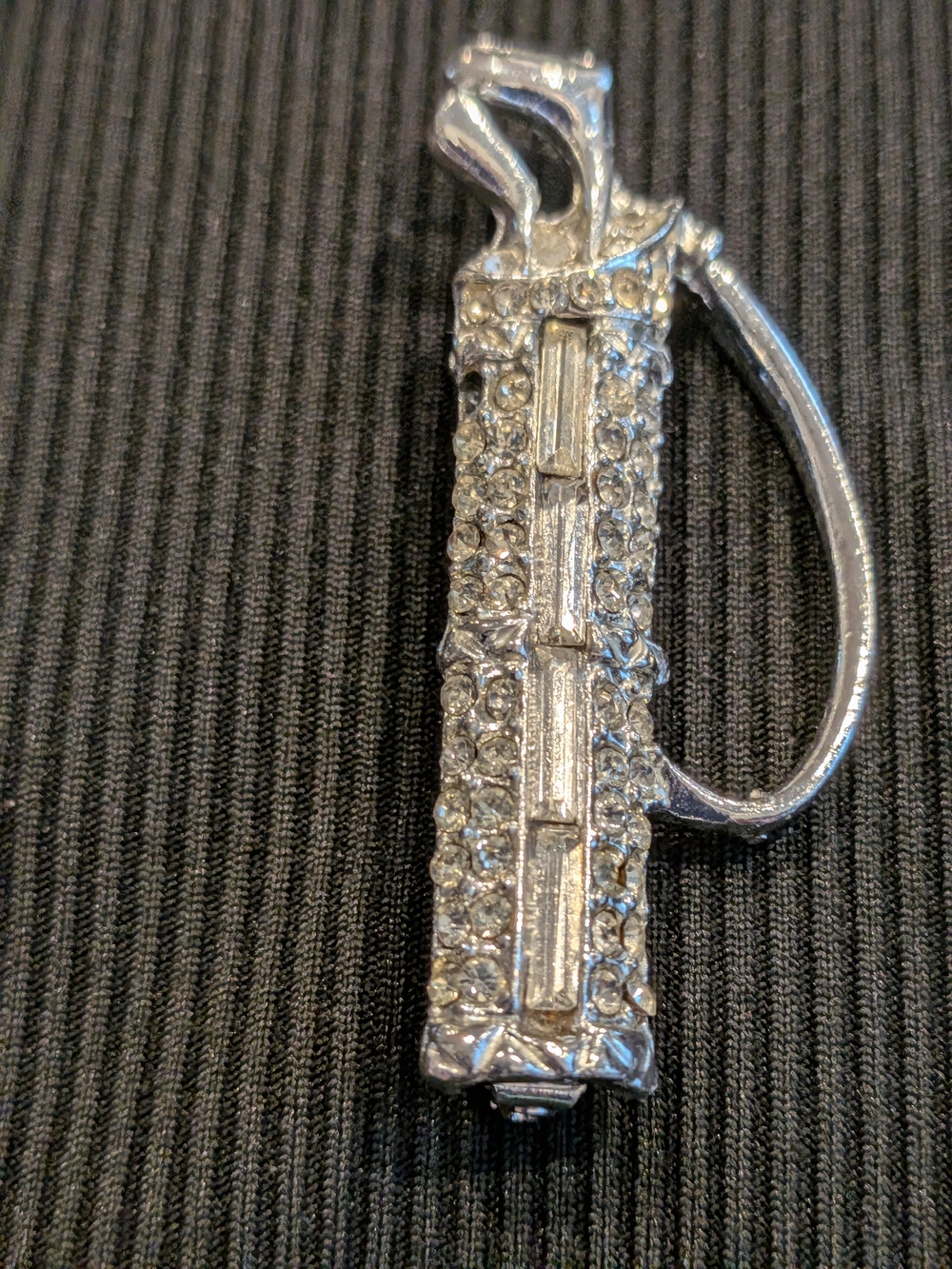 #1:  Silver Crystal Golf Bag Brooch Vintage 1980s
